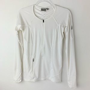 Athleta White 1/2 Zip Jacket Workout Top Ruching